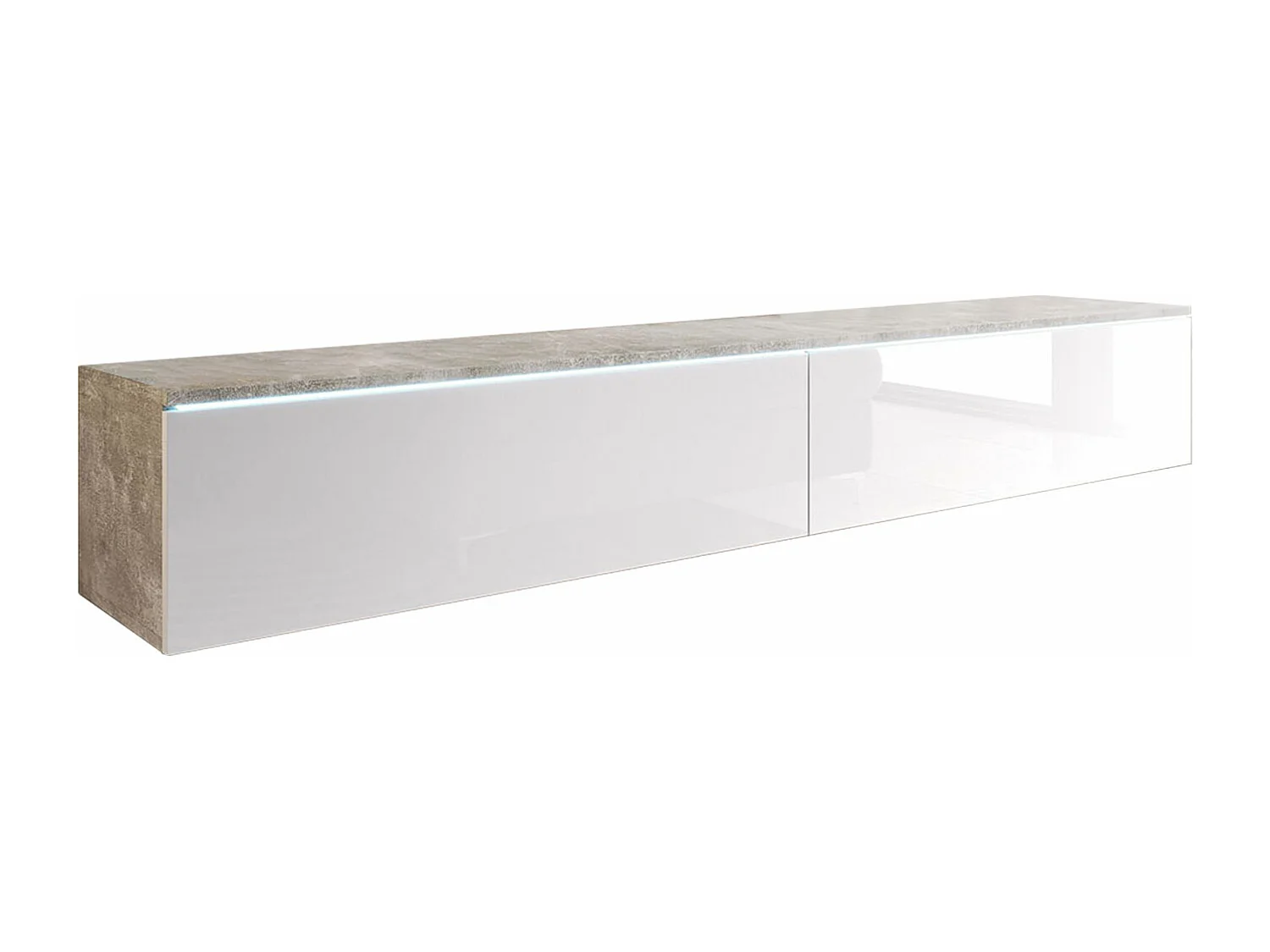 LOWBOARD D Beton / Weiß Hochglanz 180 / 32 / 30 cm