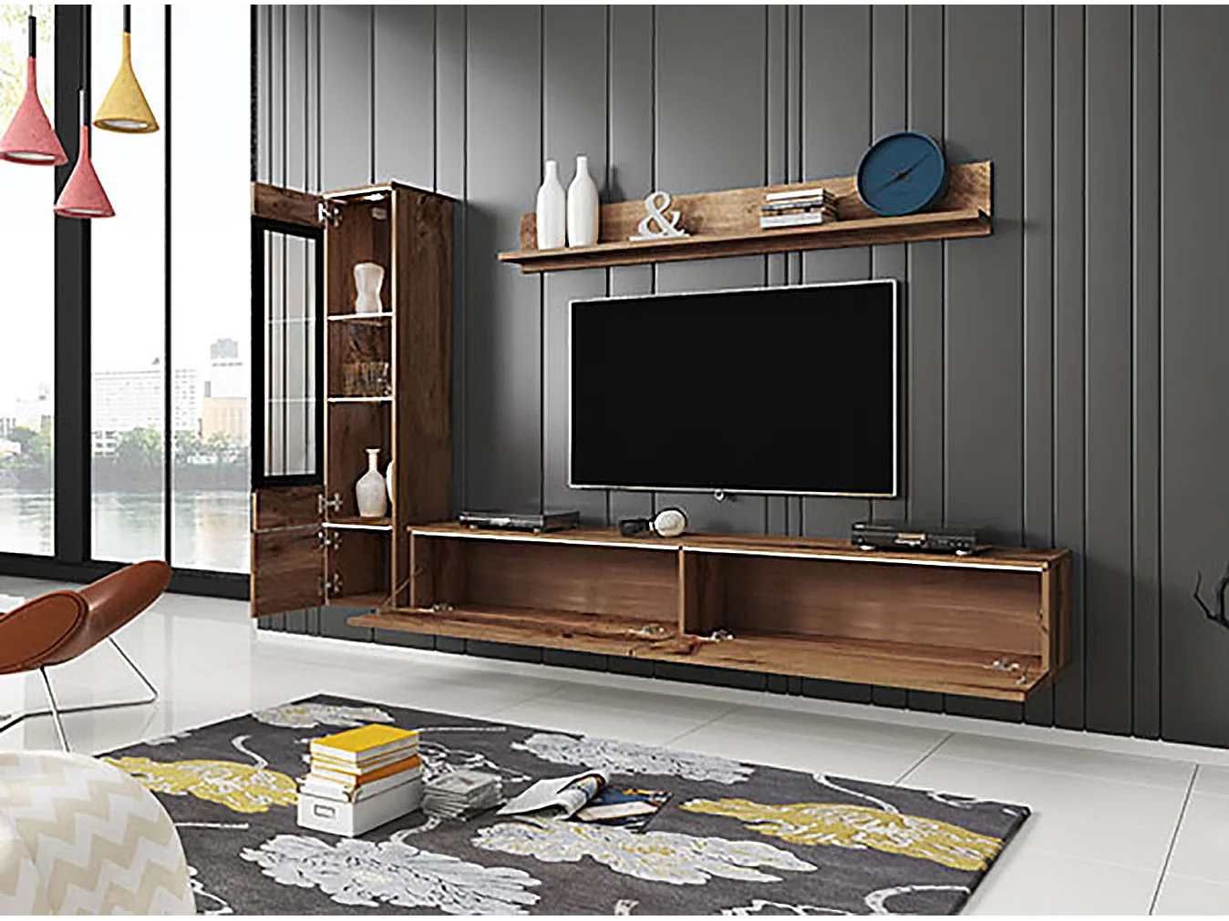 WOHNWAND Vera eiche wotan 3-teilig