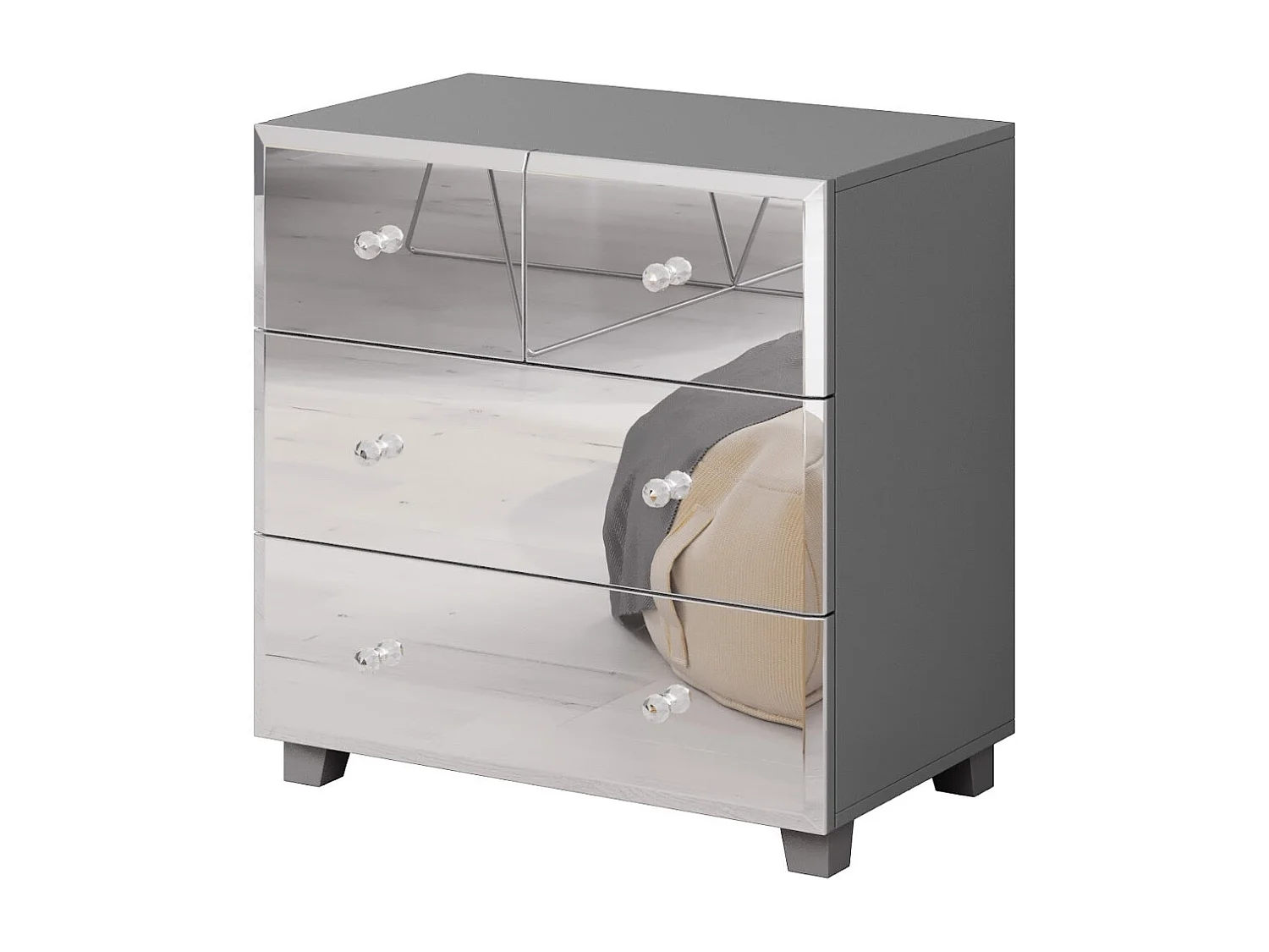 KOMMODE Bellagio grau / Spiegel 72 cm / 45 cm / 75 cm