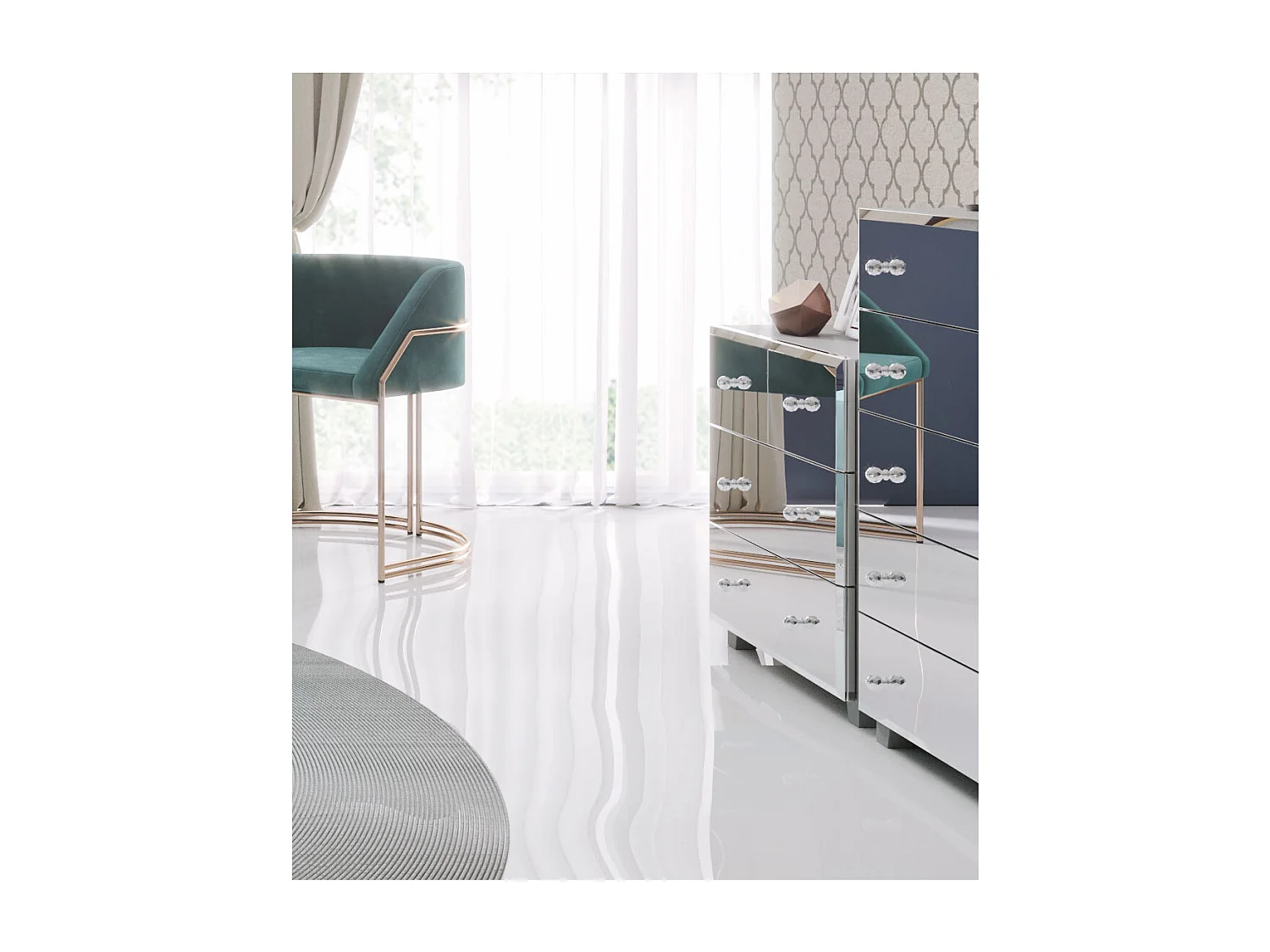 KOMMODE Bellagio grau / Spiegel 72 cm / 45 cm / 75 cm