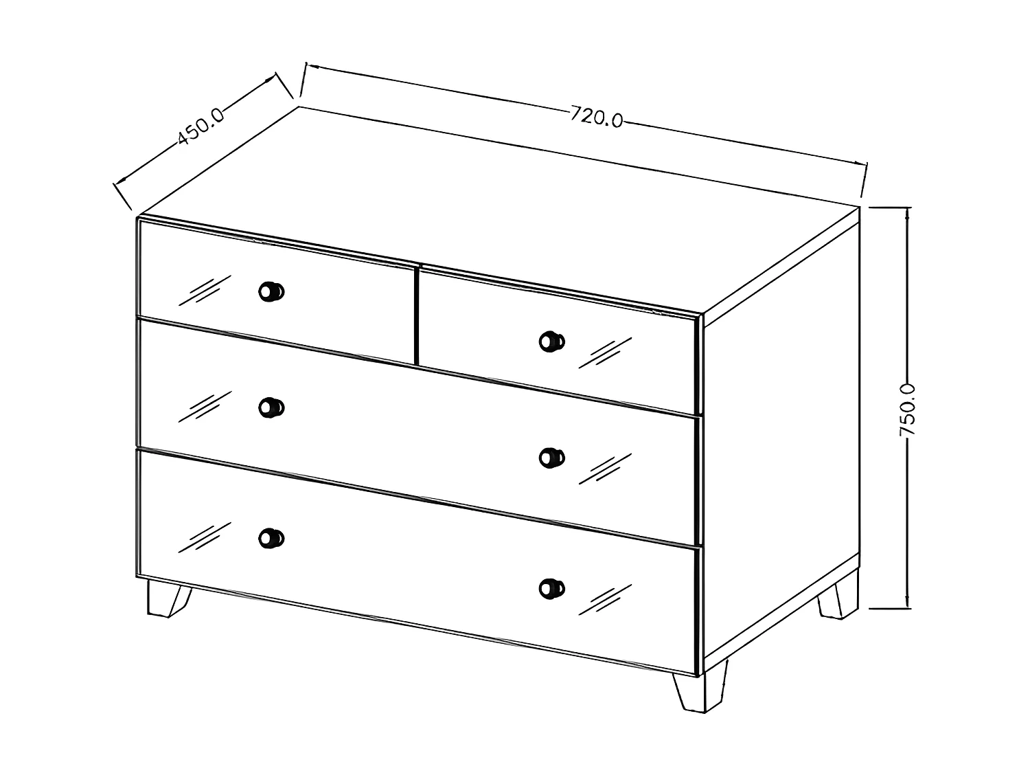 KOMMODE Bellagio grau / Spiegel 72 cm / 45 cm / 75 cm