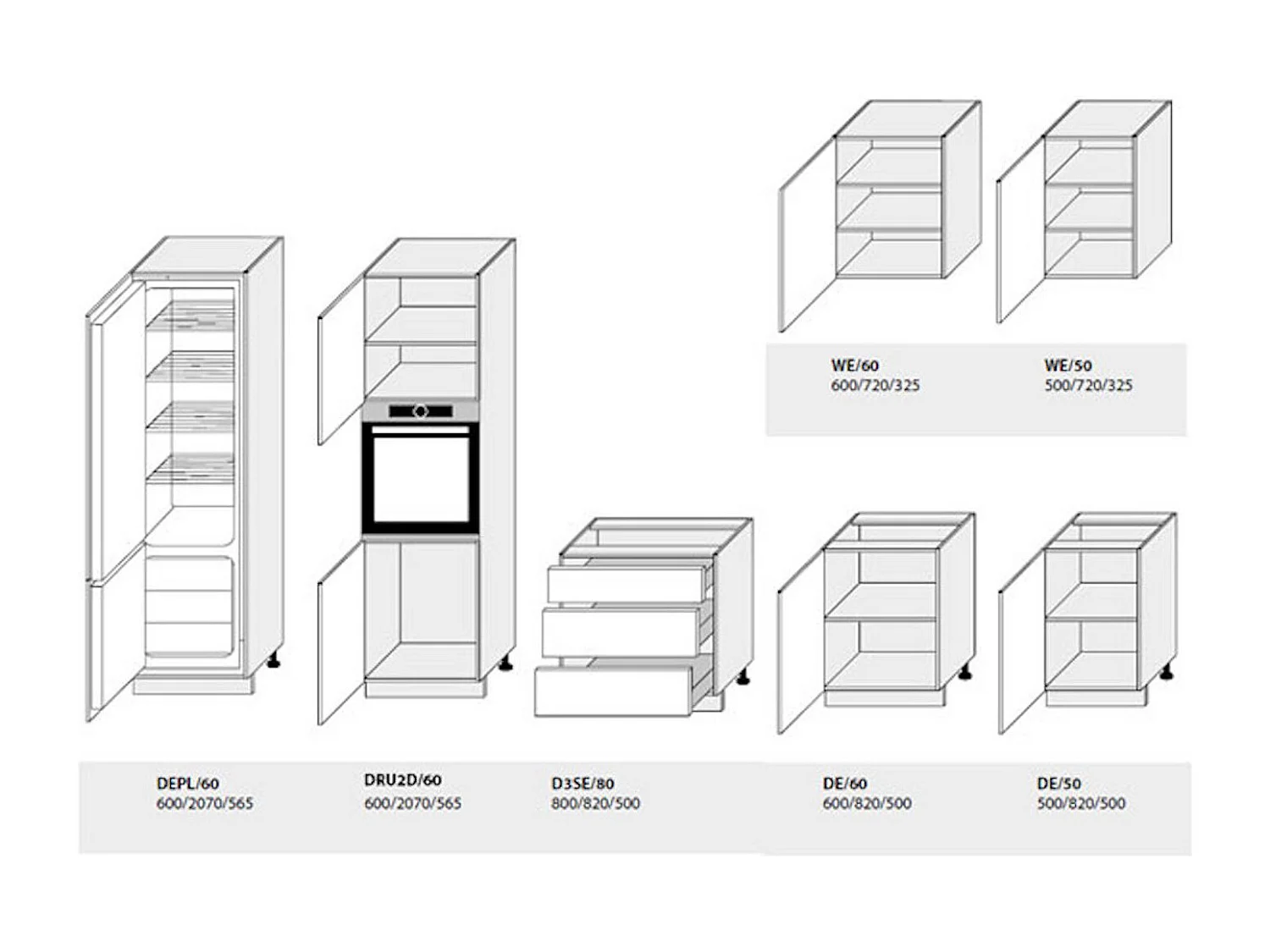 KÜCHENLEERBLOCK Essen Trend weiß / weiß hochglanz - eiche lancelot 8-teilig