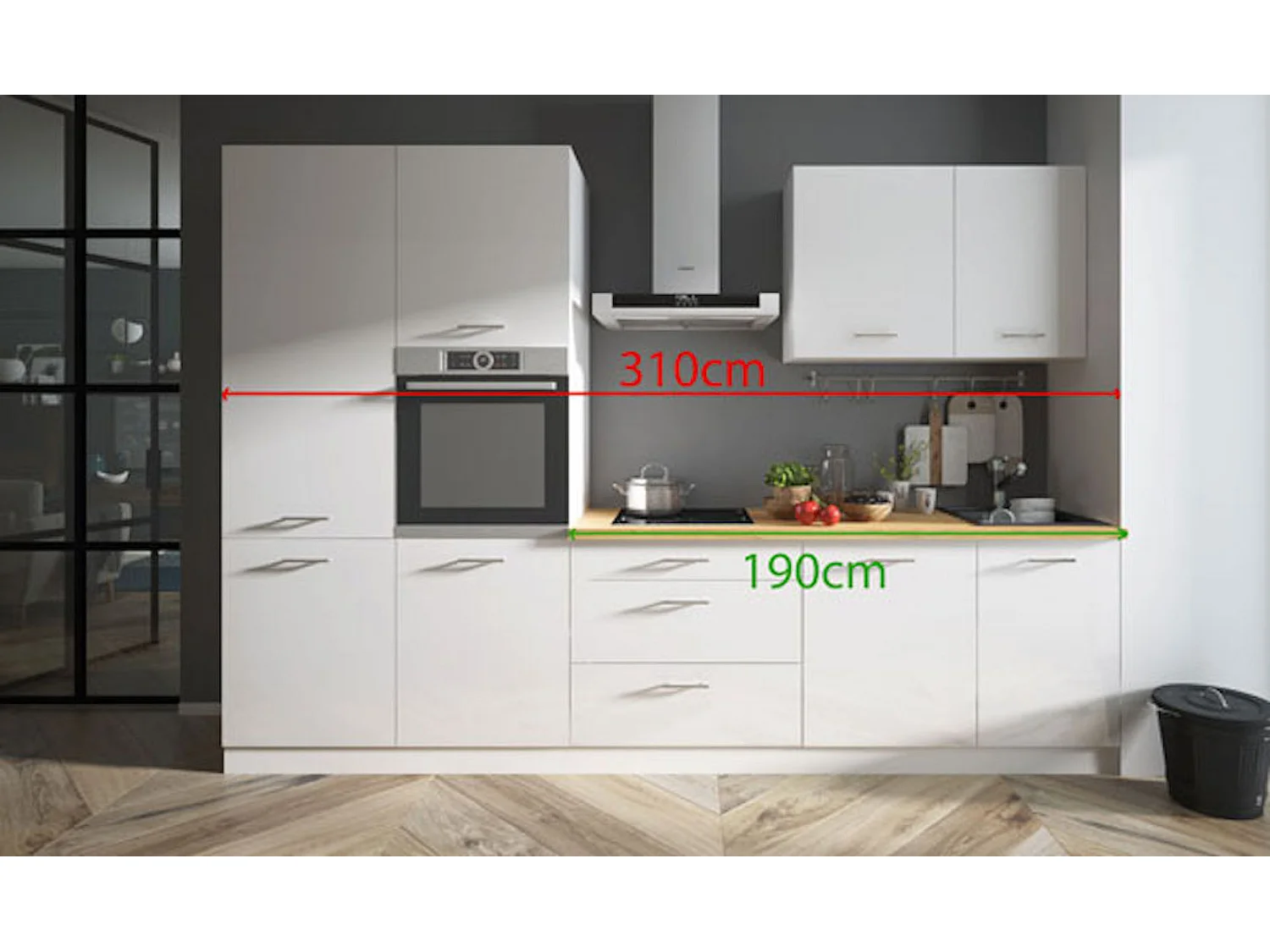 KÜCHENLEERBLOCK Essen Trend weiß / weiß hochglanz - eiche lancelot 8-teilig