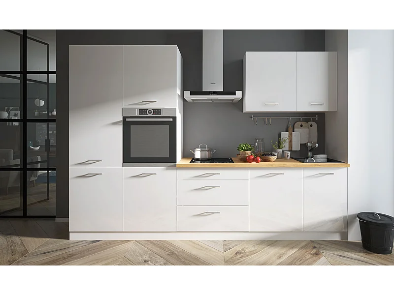 KÜCHENLEERBLOCK Essen Trend weiß / weiß hochglanz - eiche lancelot 8-teilig