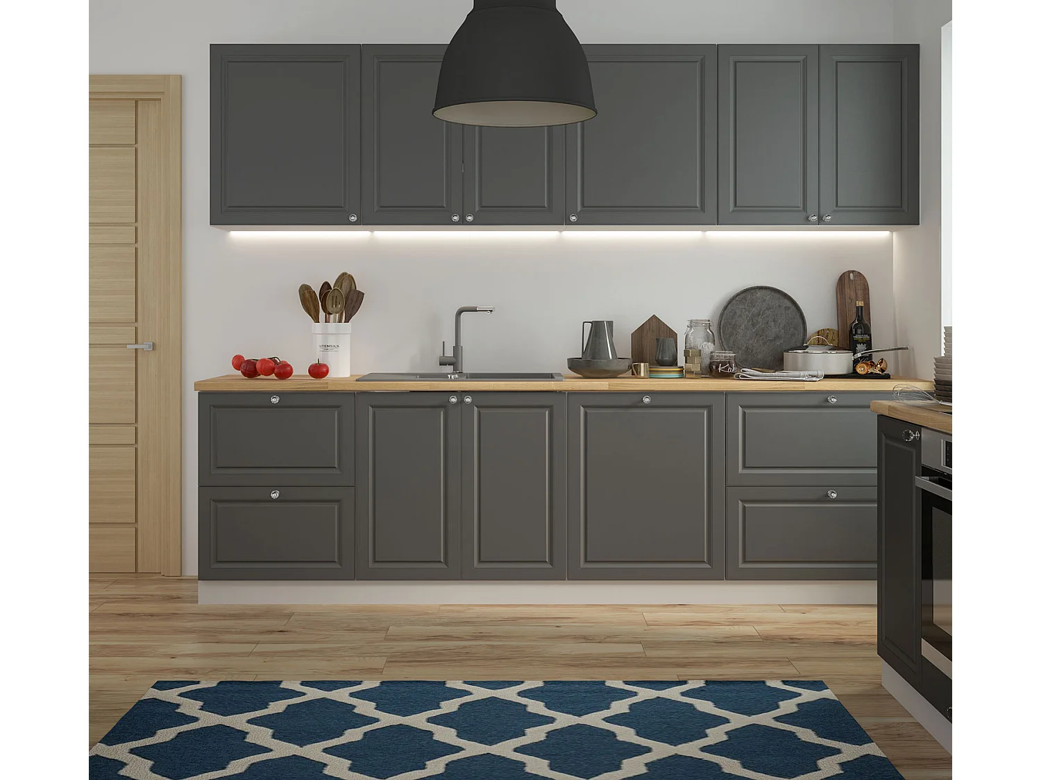 KÜCHENLEERBLOCK Amaro grau / Umbragrau matt 8-teilig