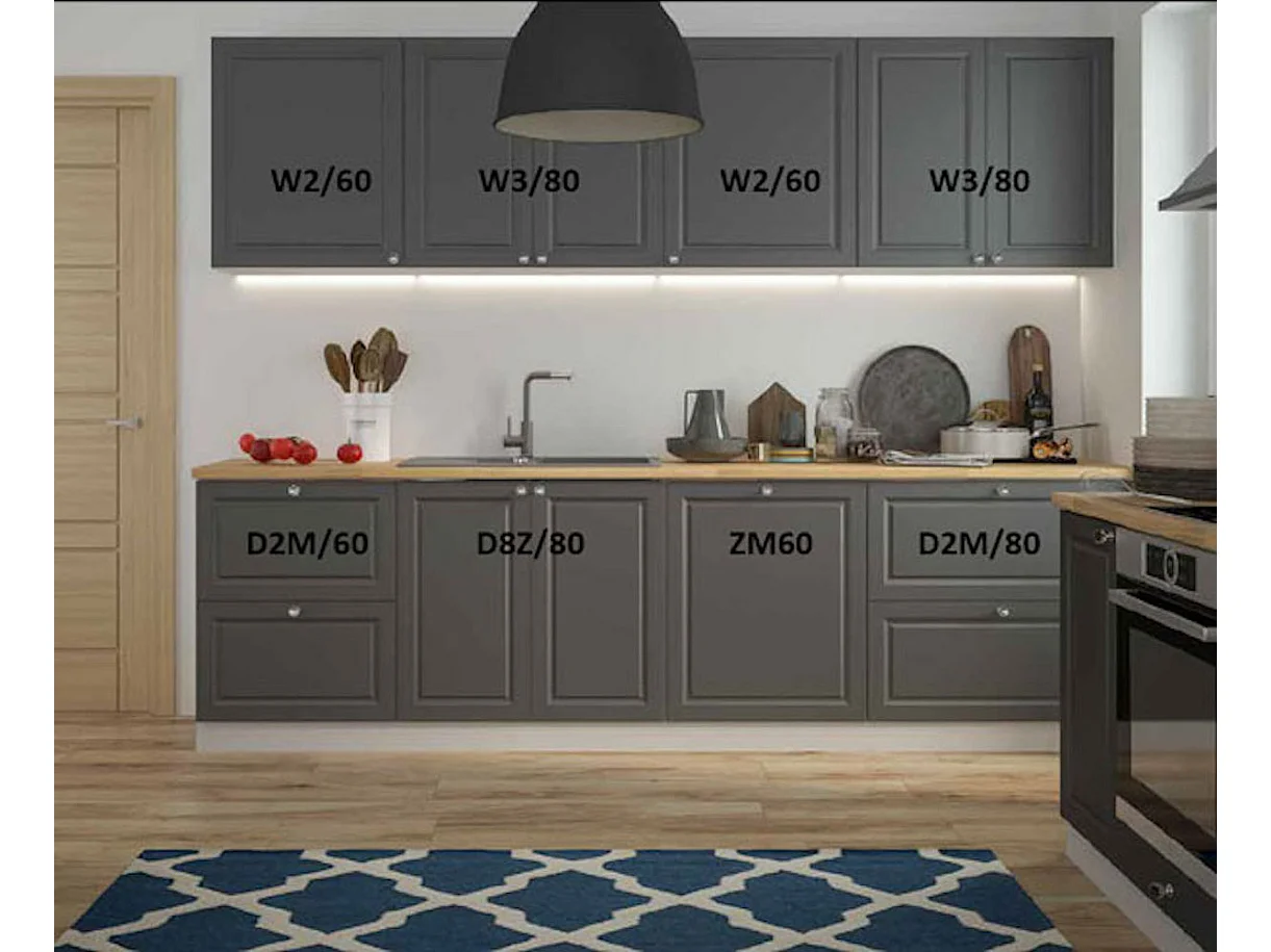 KÜCHENLEERBLOCK Amaro grau / Umbragrau matt 8-teilig