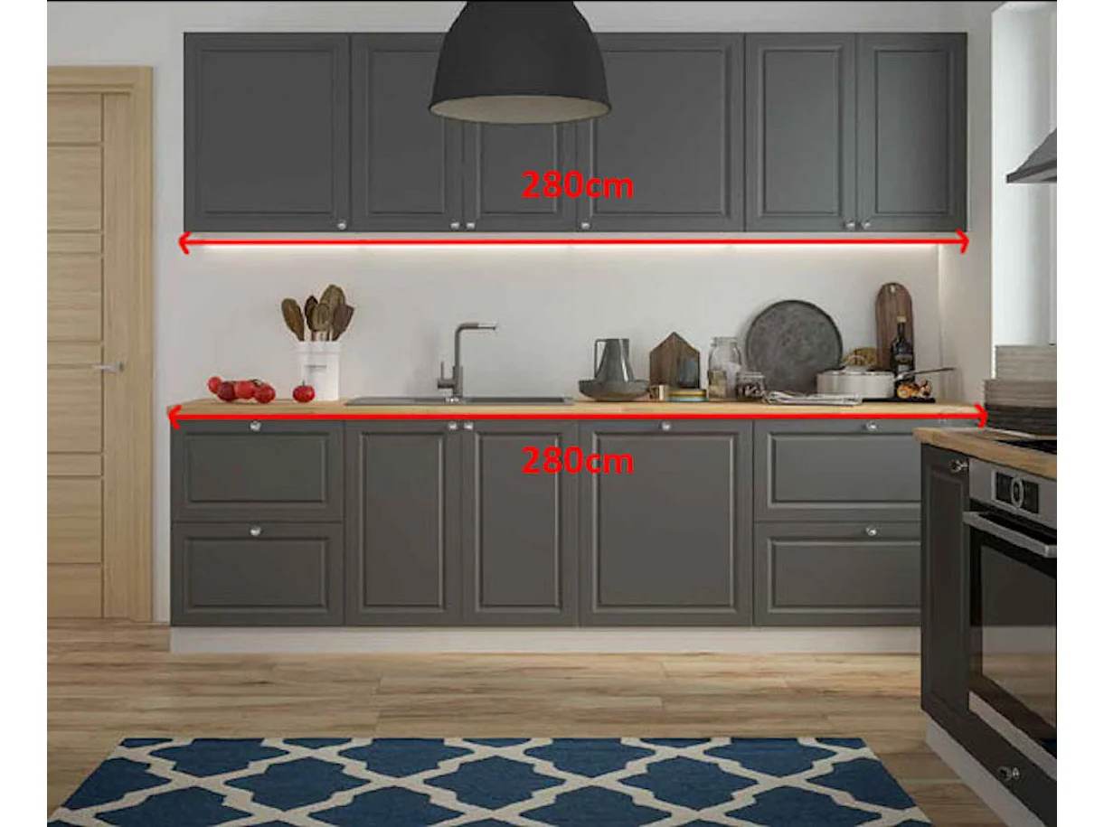 KÜCHENLEERBLOCK Amaro grau / Umbragrau matt 8-teilig