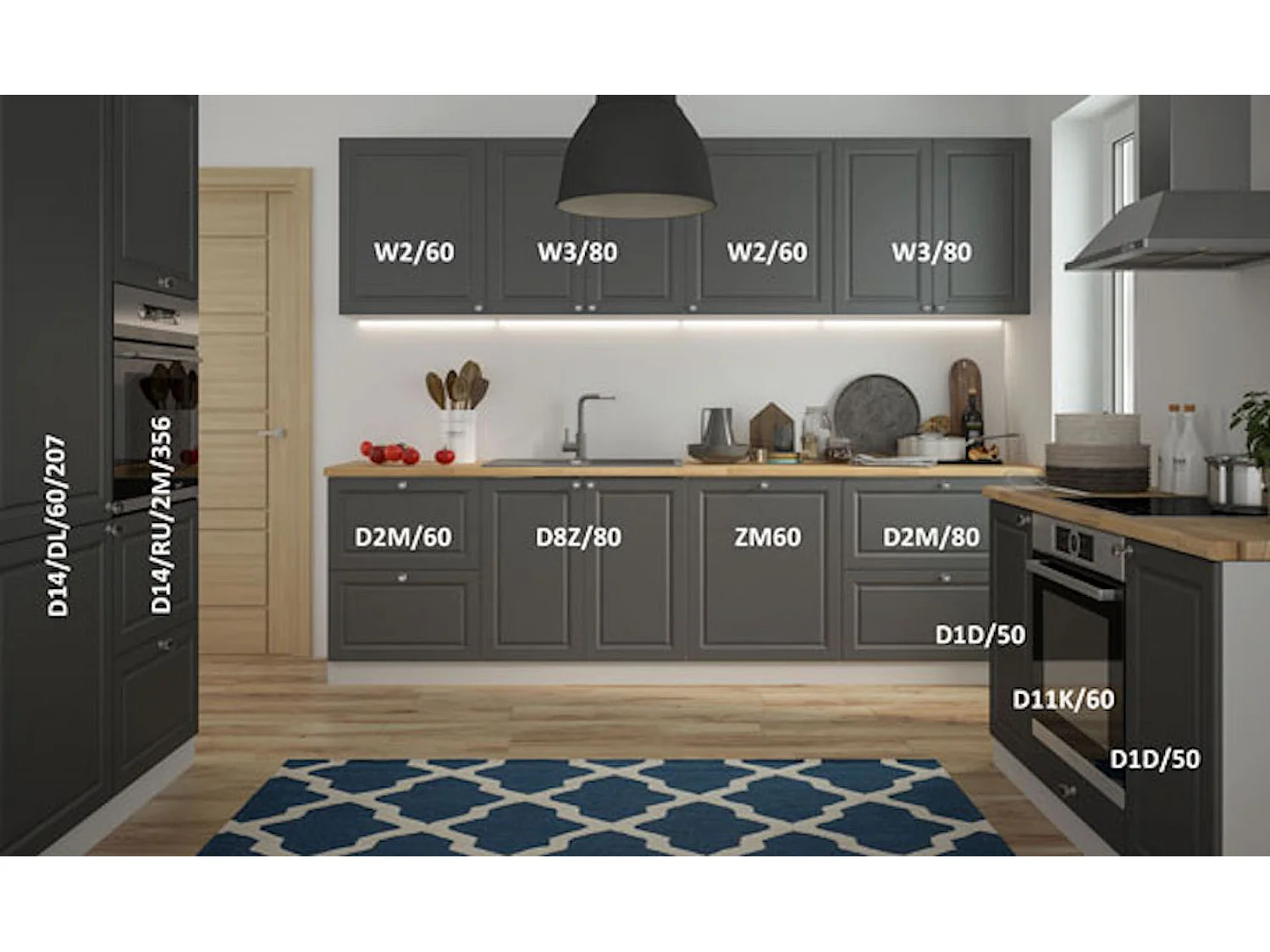 KÜCHENLEERBLOCK Amaro grau / Umbragrau matt 13-teilig