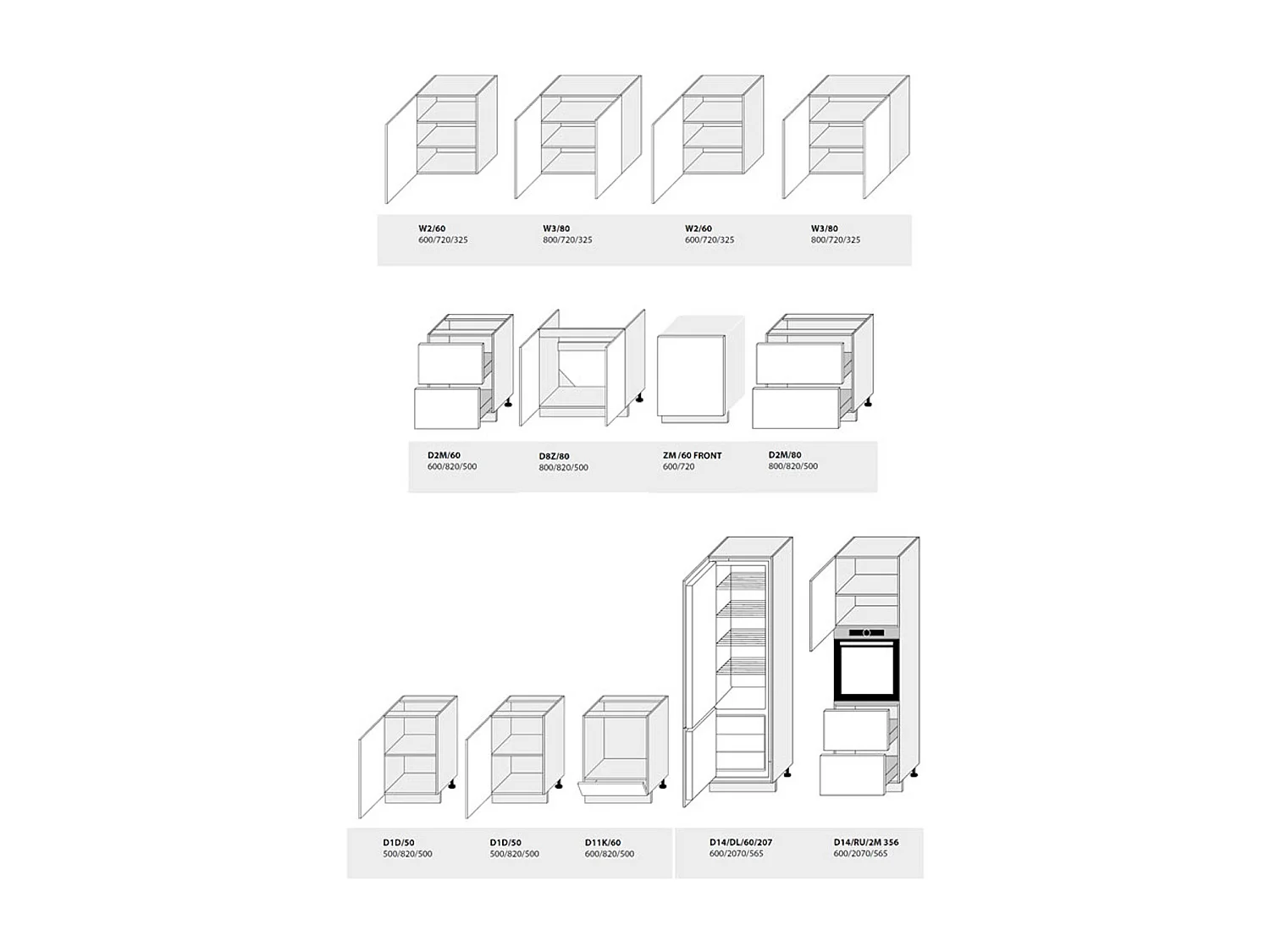 KÜCHENLEERBLOCK Amaro grau / Umbragrau matt 13-teilig