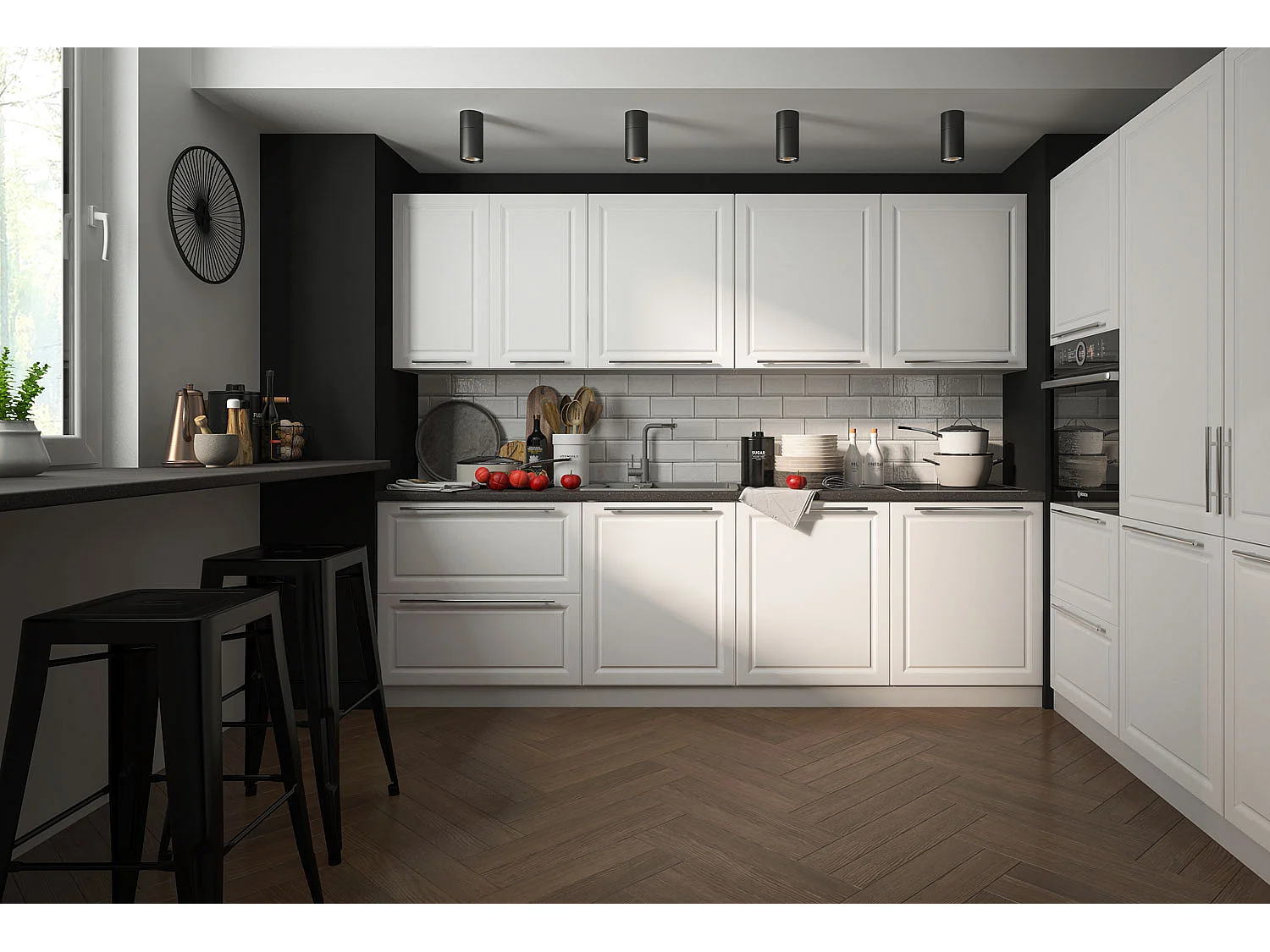 KÜCHENLEERBLOCK Amaro grau / reinweiß matt 10-teilig