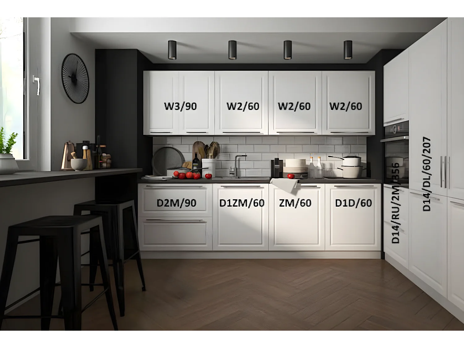 KÜCHENLEERBLOCK Amaro grau / reinweiß matt 10-teilig