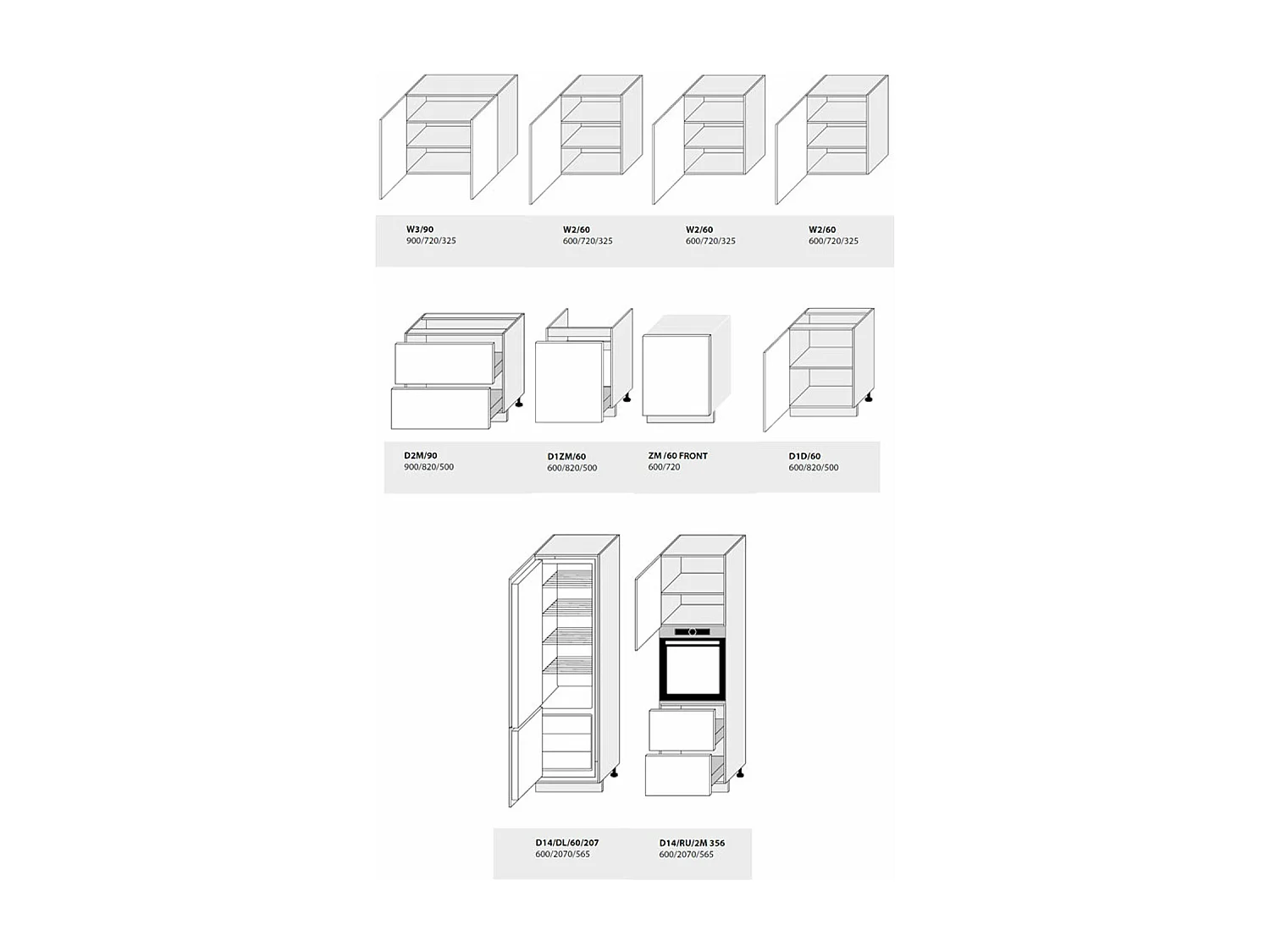 KÜCHENLEERBLOCK Amaro grau / reinweiß matt 10-teilig