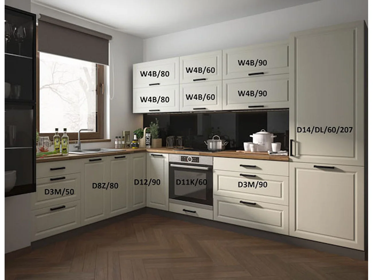 KÜCHENLEERBLOCK Amaro lava / cremeweiß matt 12-teilig