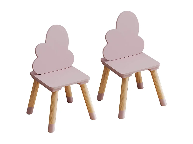 Sedie per Bambini Rebecca Mobili Pirasa 50x25x25 MDF Pino Rosa Marrone SET 2 pezzi