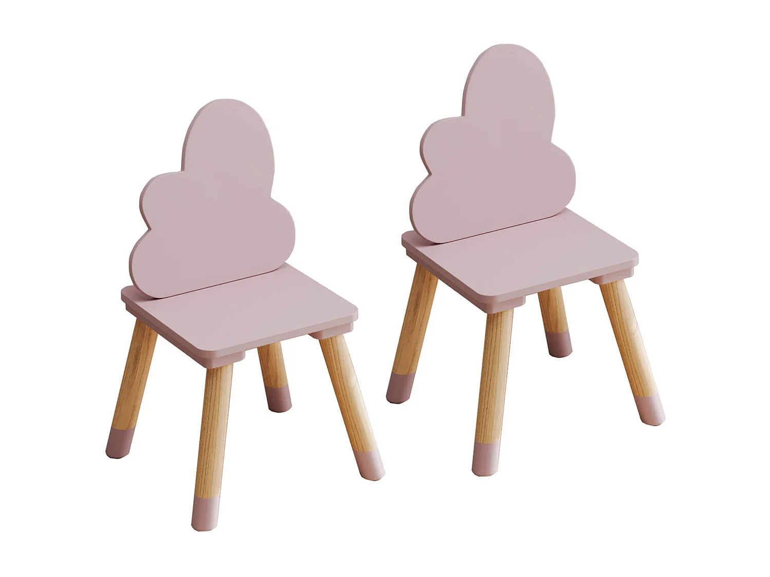 Chaises pour enfants Rebecca Mobili Pirasa 50x25x25 MDF Pin Rose Marron ENSEMBLE 2 pcs