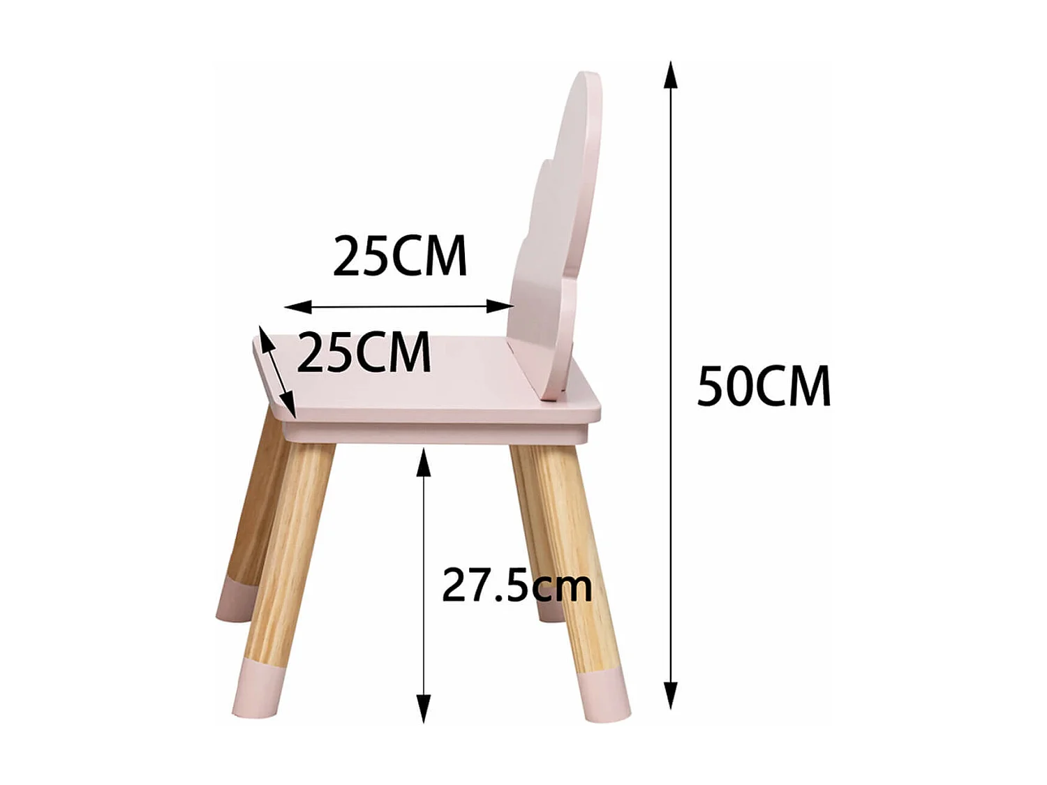 Chaises pour enfants Rebecca Mobili Pirasa 50x25x25 MDF Pin Rose Marron ENSEMBLE 2 pcs