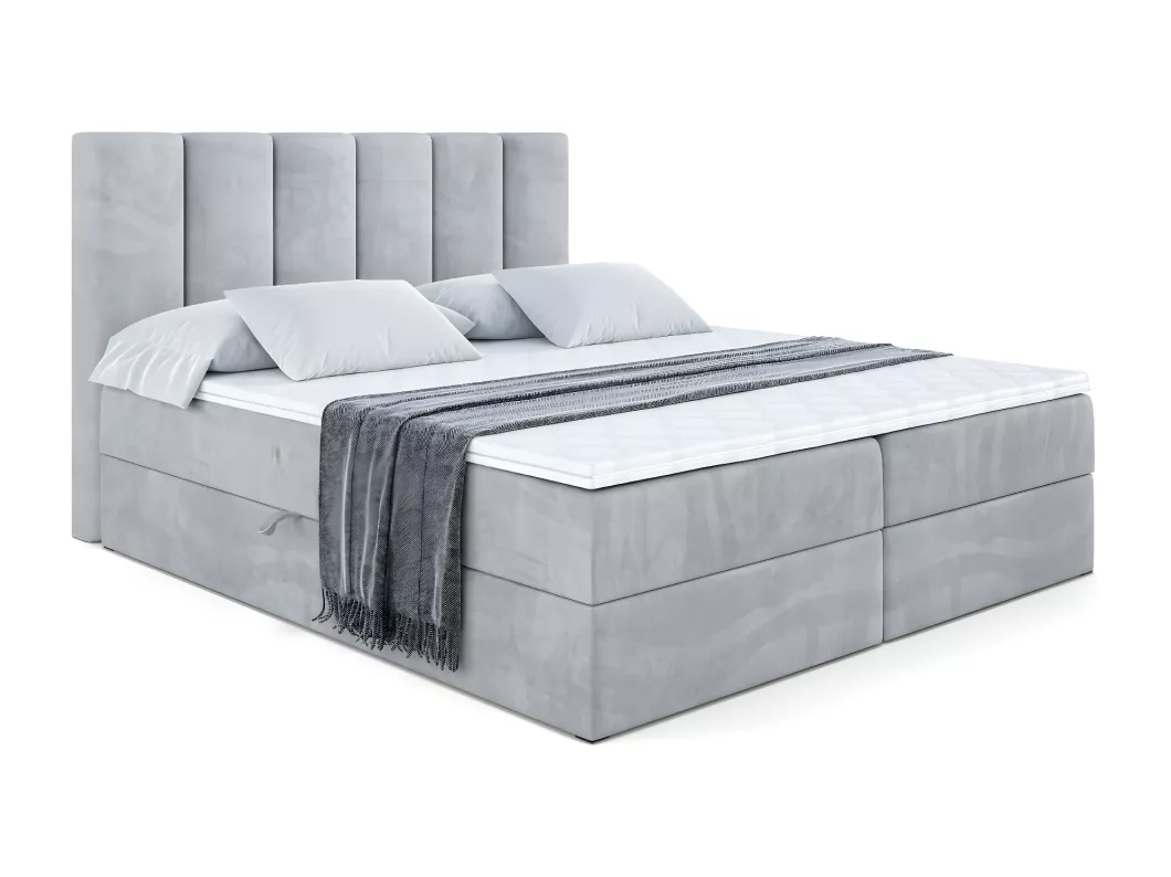 Kauf Unique Boxspringbett BOXI1 mit Bettkasten, H4-Materatze, Multipocketfederung - 180x200 - Grau Samt