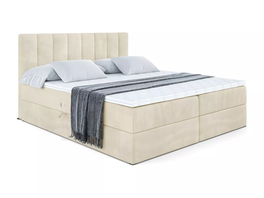 Kauf Unique Boxspringbett OTTA mit Bettkasten, H3-Materatze, Bonellfederung - 200x200 - Taupe Samt