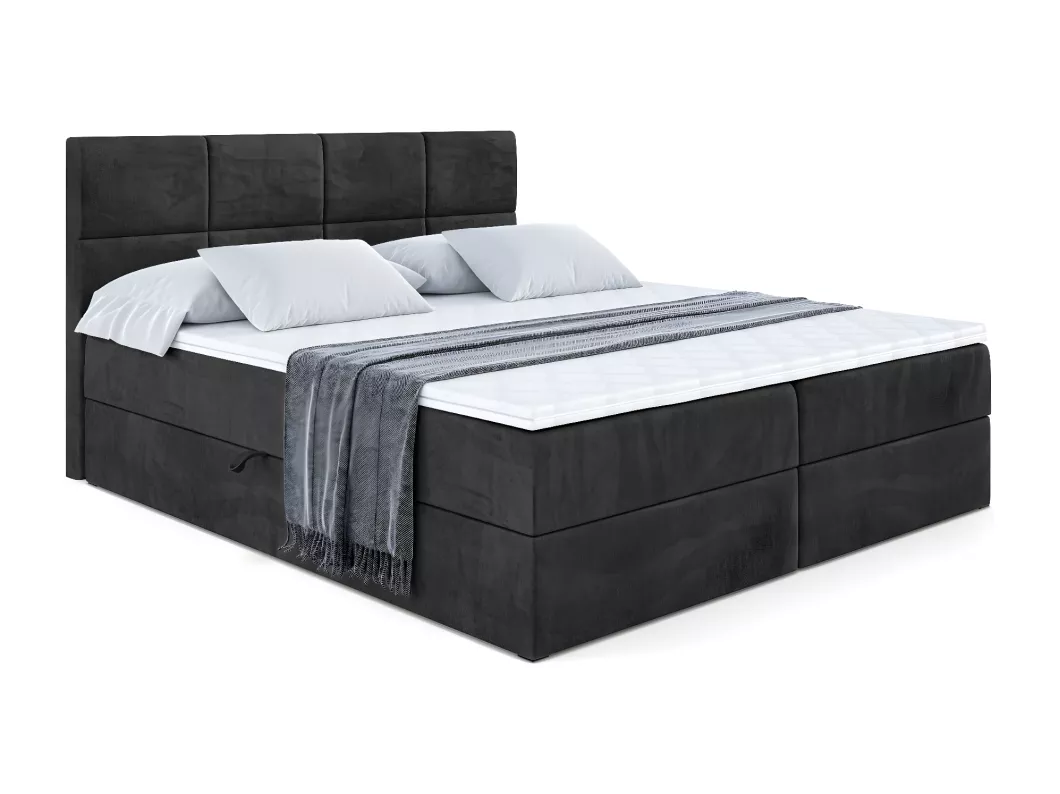 Kauf Unique Boxspringbett ARDENI mit Bettkasten, H3-Materatze, Bonellfederung - 200x200 - Schwarz Samt