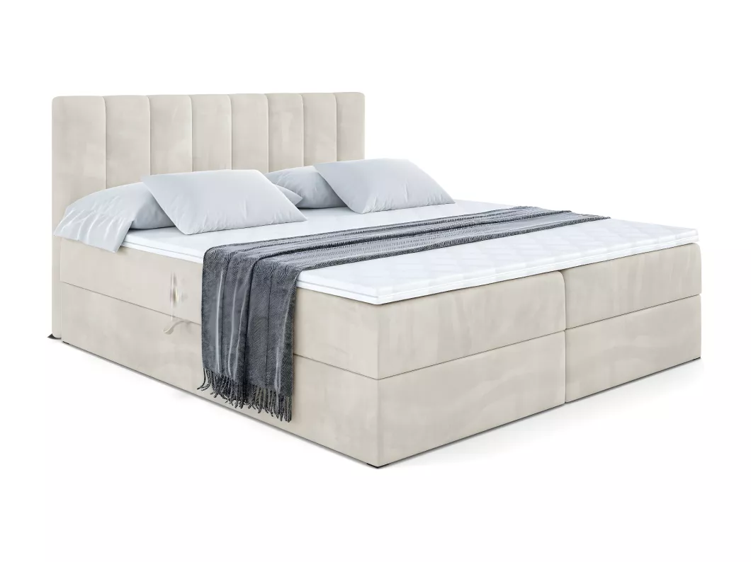 Kauf Unique Boxspringbett OTTA mit Bettkasten, H4-Materatze, Multipocketfederung - 160x200 Beige Samt