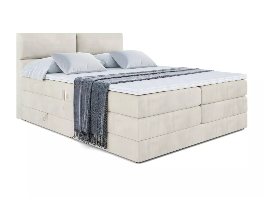 Kauf Unique Boxspringbett BOXI3 KING mit Bettkasten, 2 Matratzen - H3/Bonellfederung und H4/Multipocketmateratze - 120x200 - Beige Samt