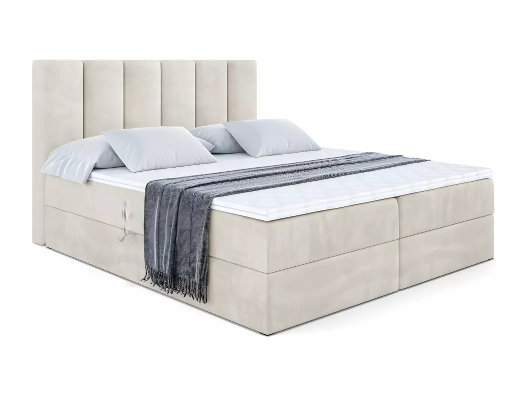 Kauf Unique Boxspringbett BOXI1 mit Bettkasten, H3-Materatze, Bonellfederung - 200x200 - Beige Samt