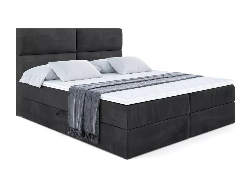 Kauf Unique Boxspringbett BOXI3 mit Bettkasten, H4-Materatze, Multipocketfederung - 160x200 - Schwarz Samt