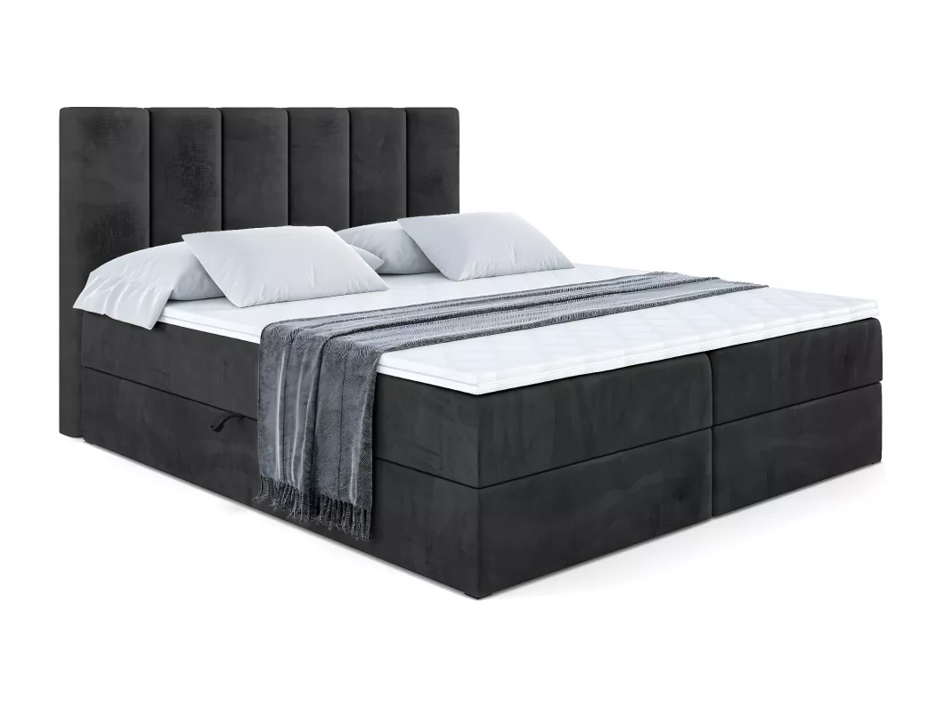 Kauf Unique Boxspringbett BOXI1 mit Bettkasten, H3-Materatze, Bonellfederung - 180x200 - Schwarz Samt