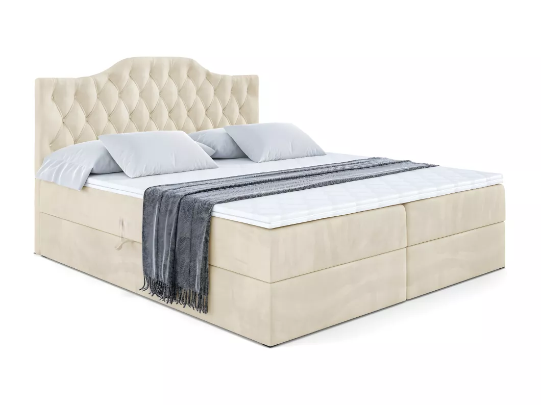 Kauf Unique Boxspringbett VILA-1 mit Bettkasten, H3-Materatze, Bonellfederung - 160x200 - Taupe Samt