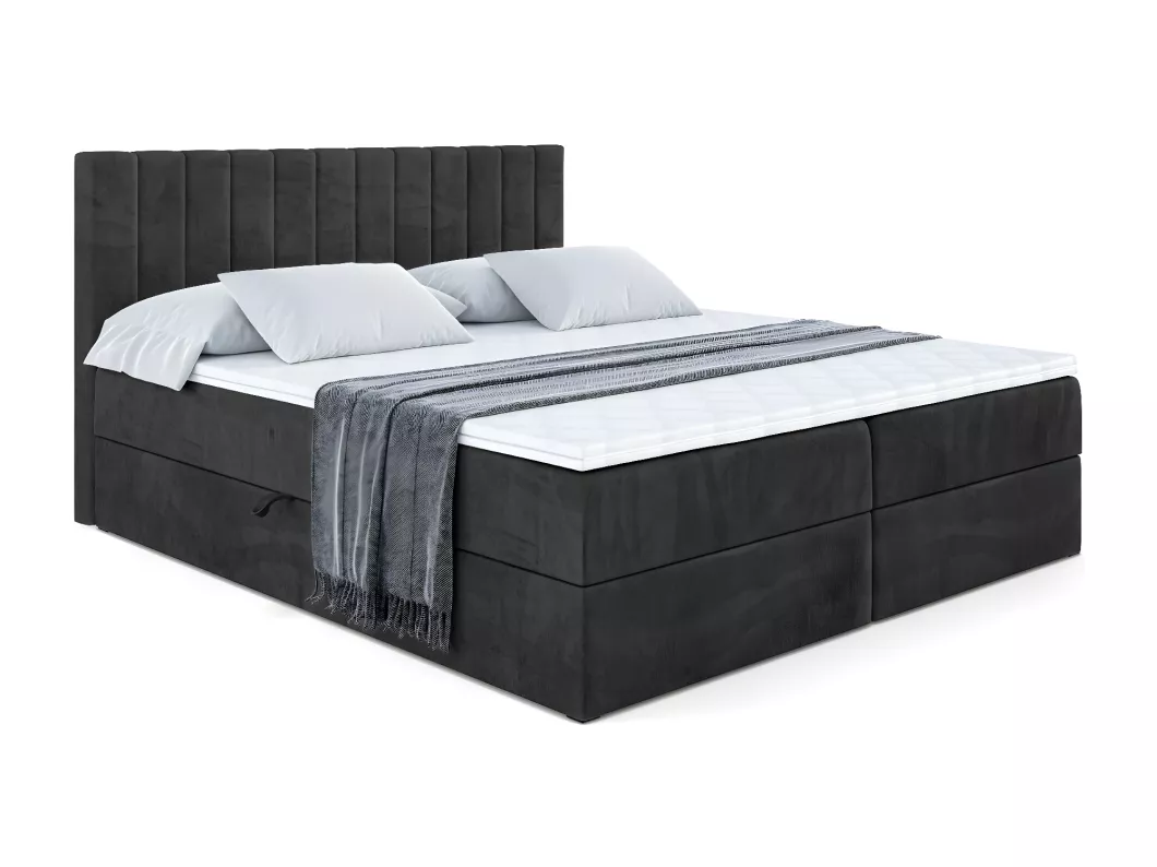 Kauf Unique Boxspringbett EDITA mit Bettkasten, H3-Materatze, Bonellfederung - 120x200 - Schwarz Samt