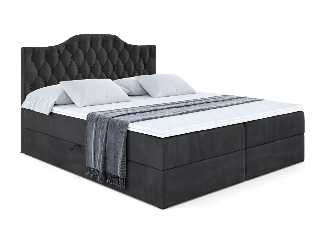 Kauf Unique Boxspringbett VILA-1 mit Bettkasten, H3-Materatze, Bonellfederung - 180x200 - Schwarz Samt