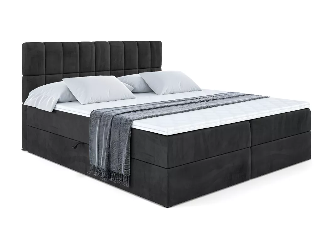 Kauf Unique Boxspringbett MIAMI mit Bettkasten, H4-Materatze, Multipocketfederung - 160x200 Schwarz Samt