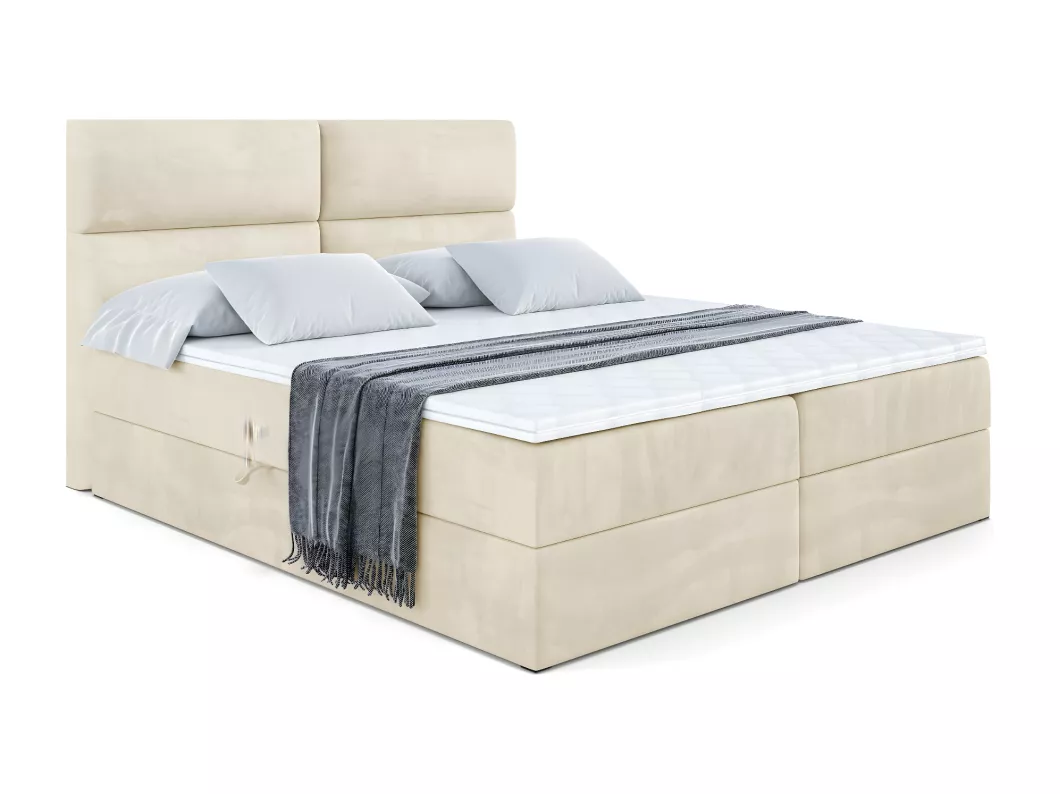 Kauf Unique Boxspringbett BOXI3 mit Bettkasten, H3-Materatze, Bonellfederung - 200x200 - Taupe Samt