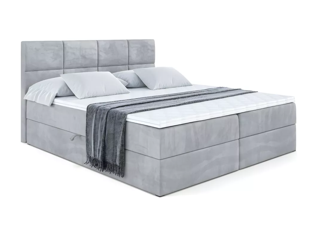 Kauf Unique Boxspringbett ARDENI mit Bettkasten, H3-Materatze, Bonellfederung - 140x200 - Grau Samt