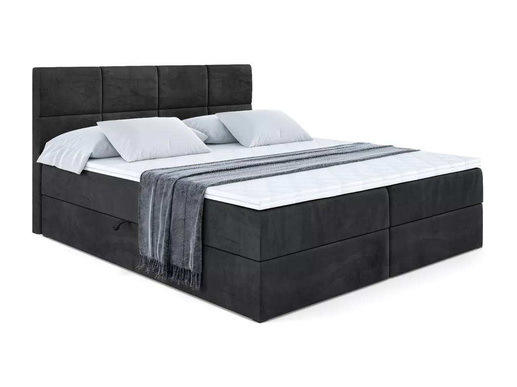 Kauf Unique Boxspringbett ARDENI mit Bettkasten, H3-Materatze, Bonellfederung - 120x200 - Schwarz Samt