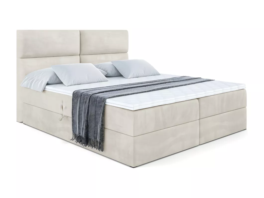 Kauf Unique Boxspringbett BOXI3 mit Bettkasten, H4-Materatze, Multipocketfederung - 200x200 - Beige Samt