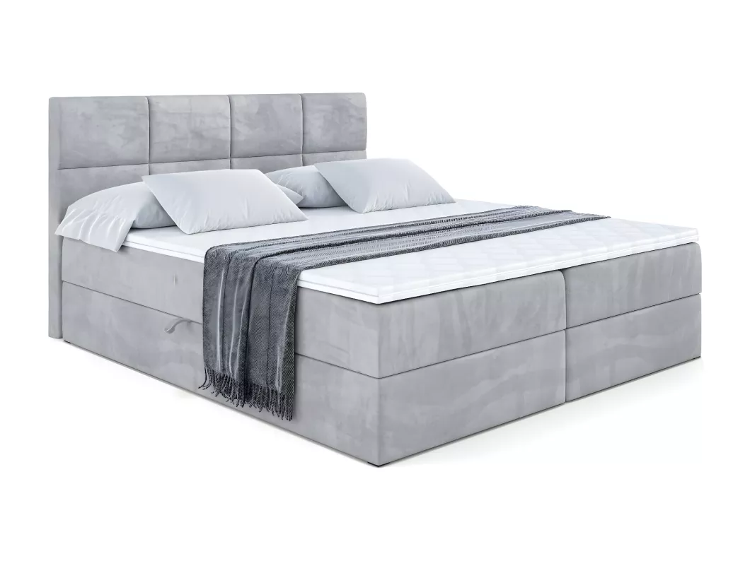 Kauf Unique Boxspringbett ARDENI mit Bettkasten, H3-Materatze, Bonellfederung - 120x200 - Grau Samt