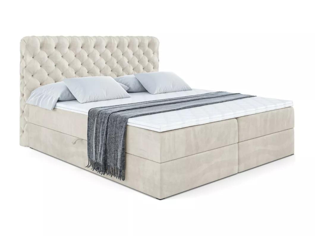 Kauf Unique Boxspringbett BOXI8 mit Bettkasten, H3-Materatze, Bonellfederung - 160x200 - Beige Samt