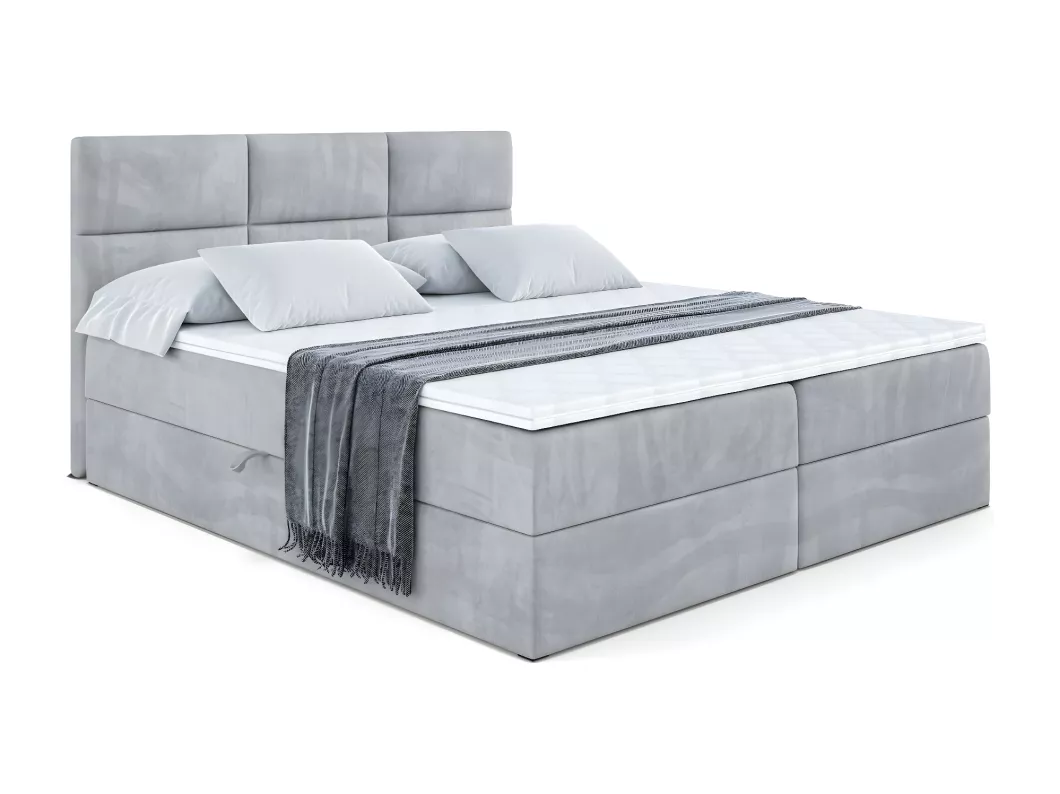 Kauf Unique Boxspringbett OHIO mit Bettkasten, H3-Materatze, Bonellfederung - 180x200 - Grau Samt