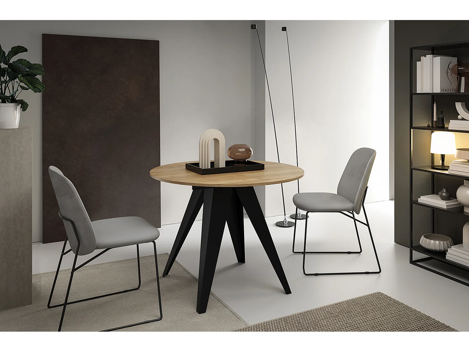 ESSTISCH Gerda Halifax Eiche / schwarz 90 / 90 / 76cm