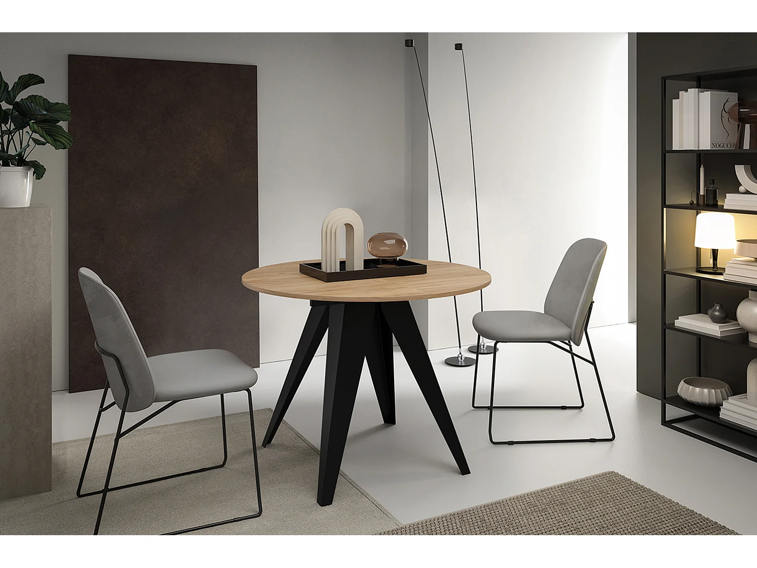 ESSTISCH Gerda Gold Craft Eiche / schwarz 90 / 90 / 76cm