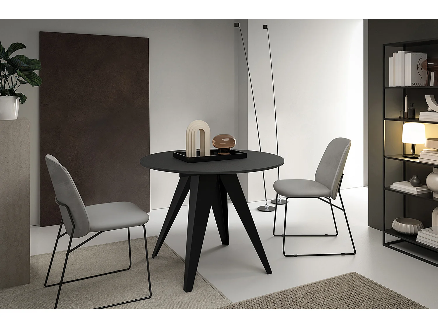 ESSTISCH Gerda schwarz Molet / schwarz 90 / 90 / 76cm