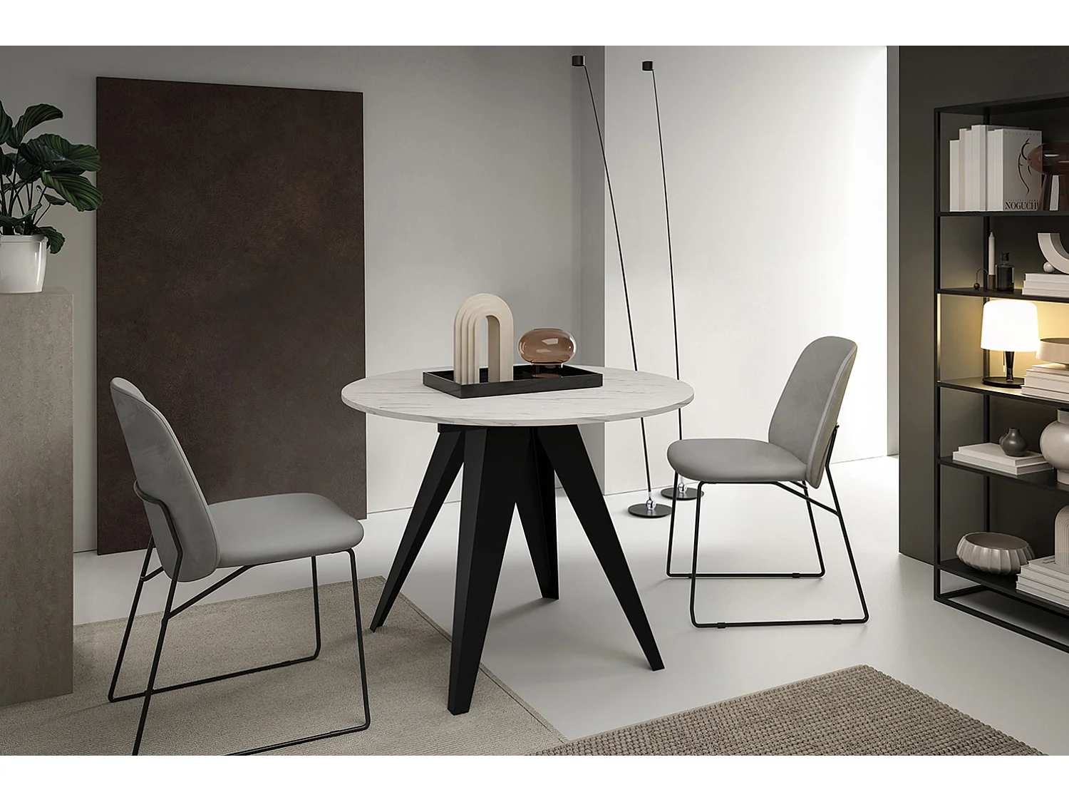 ESSTISCH Gerda Bianco Marmor / schwarz 90 / 90 / 76cm