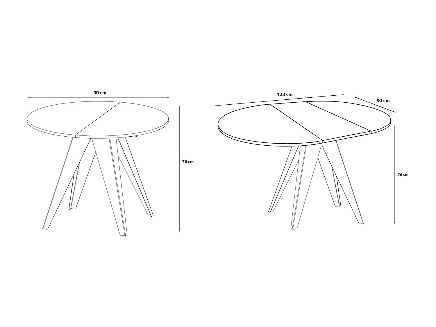 ESSTISCH Gerda Davos Eiche / schwarz 90 / 90 / 90cm