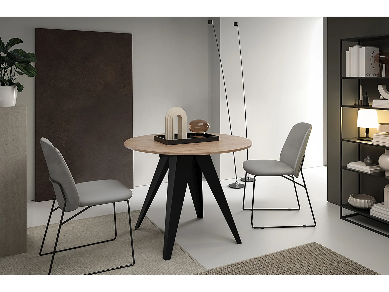 ESSTISCH Gerda Davos Eiche / schwarz 90 / 90 / 90cm