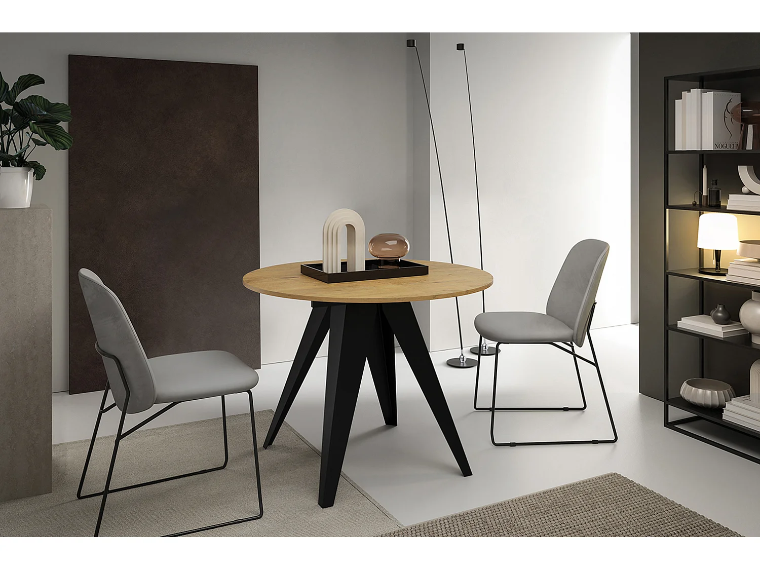 ESSTISCH Gerda Lancelot Eiche / schwarz 90 / 90 76cm