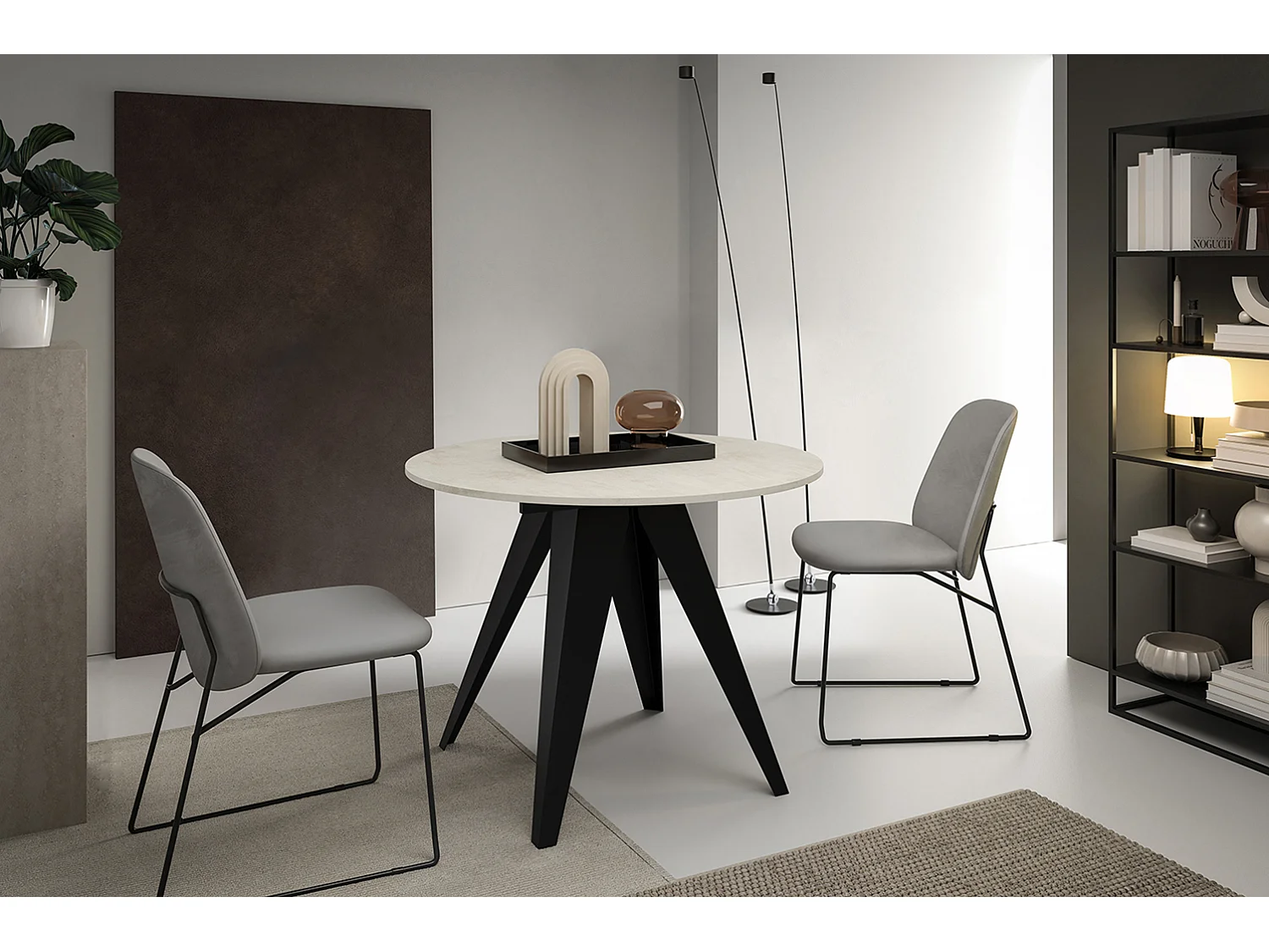 ESSTISCH Gerda Chromix weiß / schwarz 90cm / 90cm / 76cm