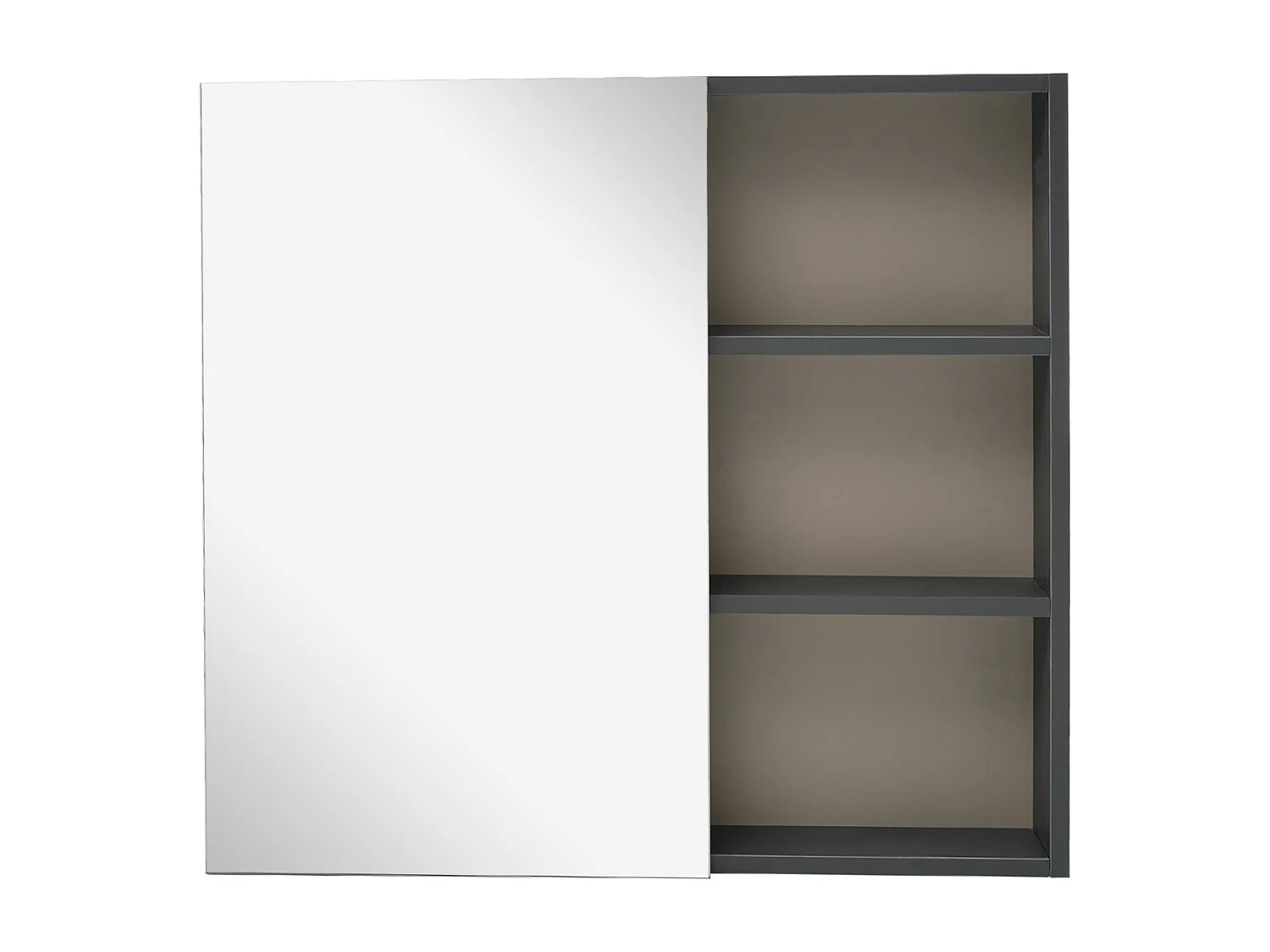 Armoire de toilette - armoire de salle de bain largeur 80 cm - avec étagères - gris