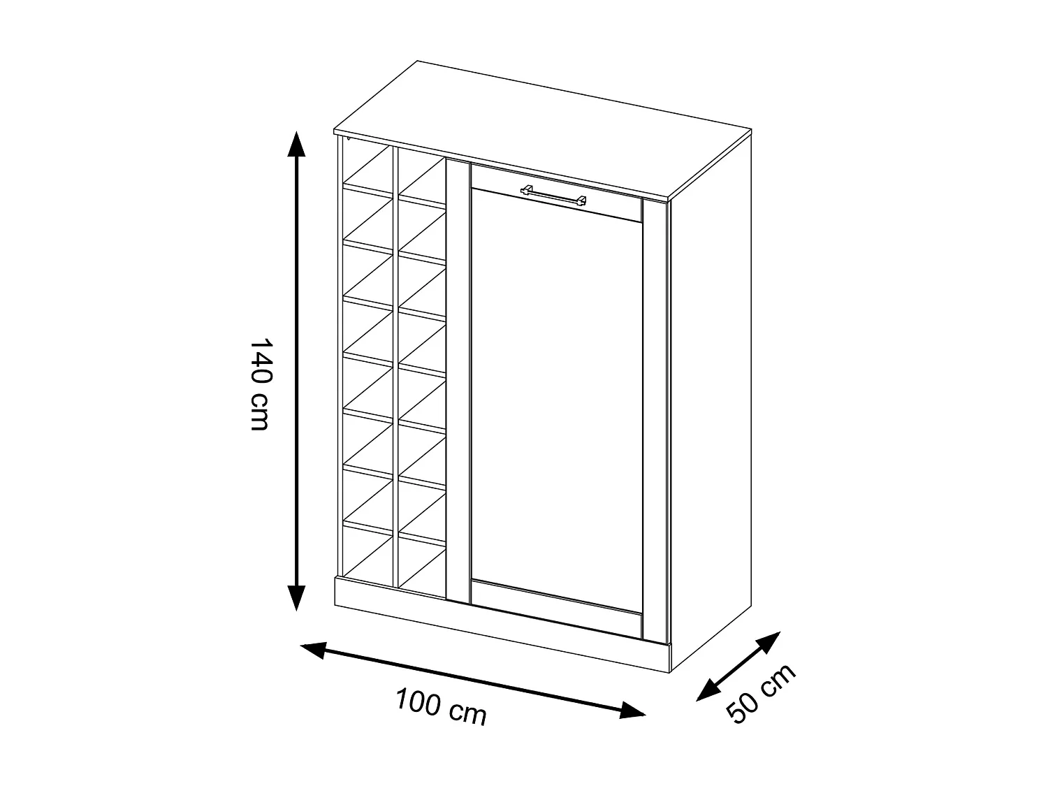 HIGHBOARD Cozy 15 Eiche Rustikal 100 / 50 / 140cm
