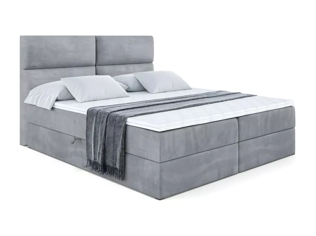 Kauf Unique Boxspringbett BOXI3 mit Bettkasten, H3-Materatze, Bonellfederung - 180x200 - Hellgrau Samt